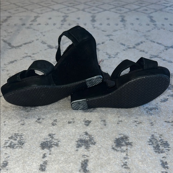 TOMS Black Suede Open-Toe Wedge - Picture 5 of 5